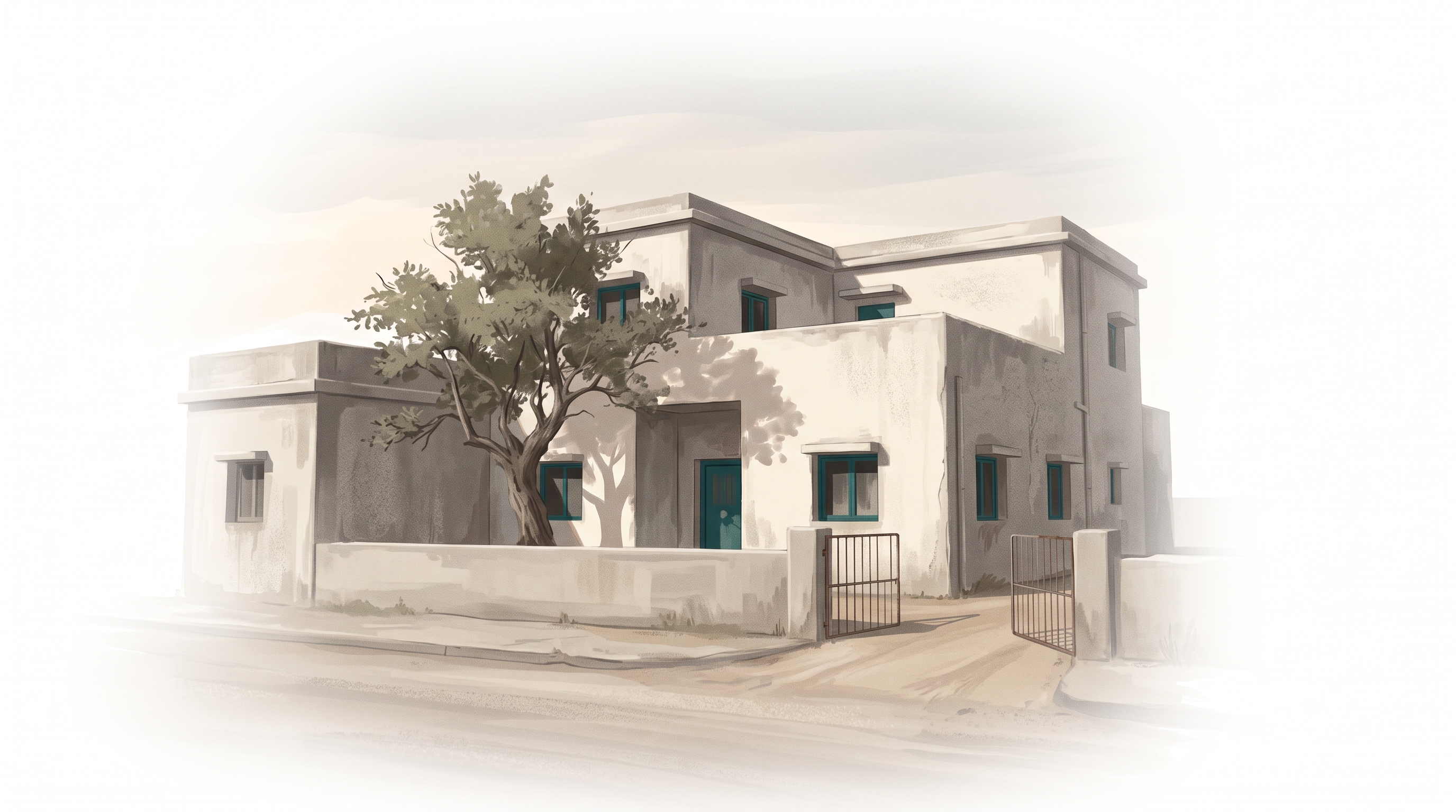 The old villa, still standing in the Dubai light
