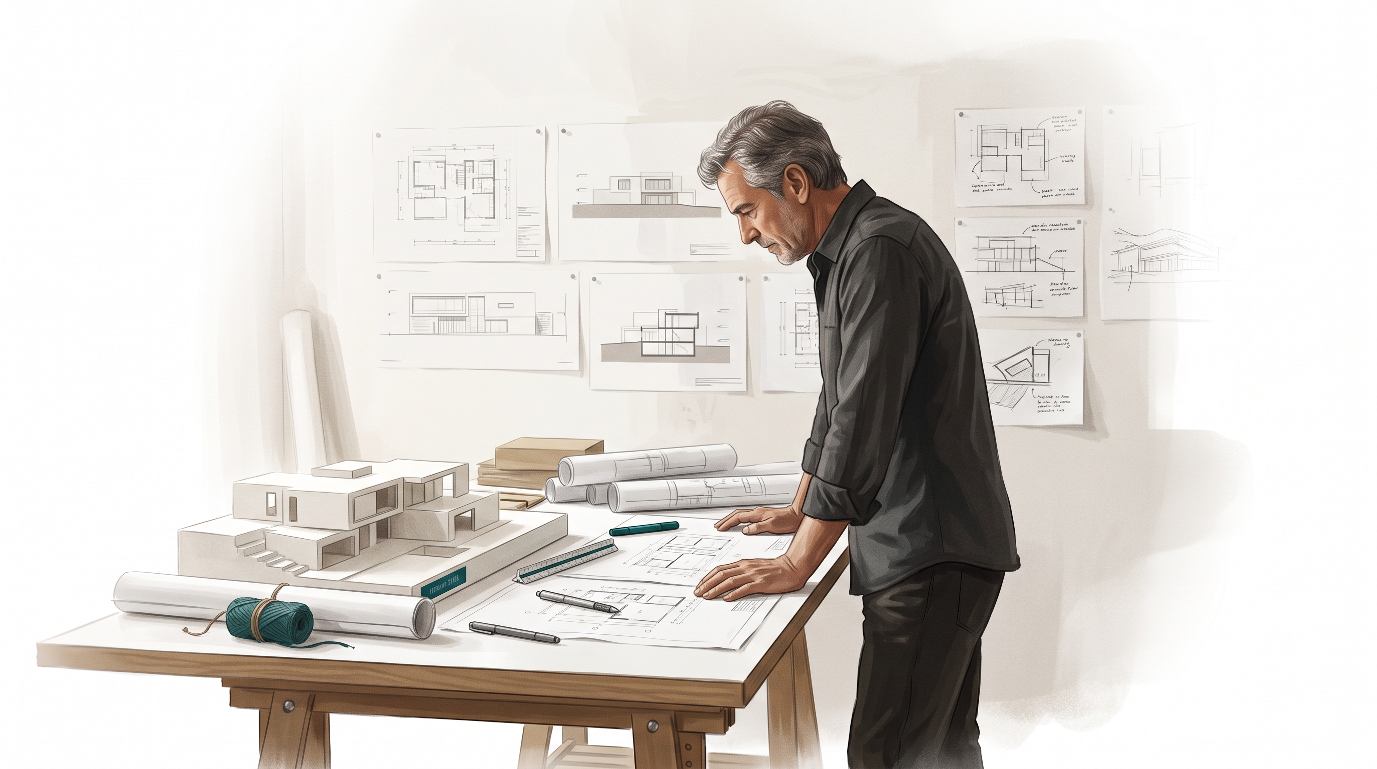 B8 Architecture studio working the first sketches